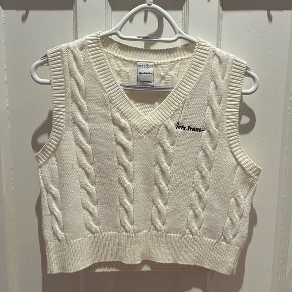 Iets Frans Cream Cropped Knit Sweater Vest - Picture 1 of 1